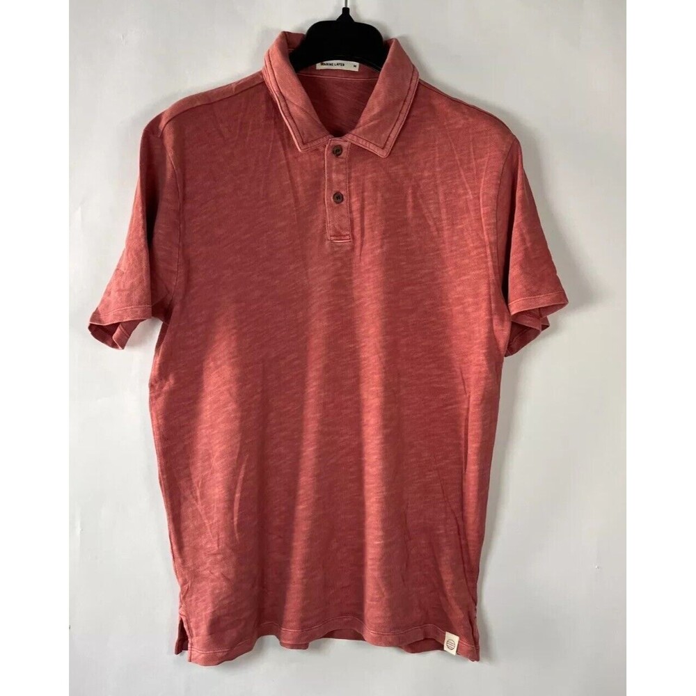 Marine Layer Polo Sz M Short Sleeve Golf Office Everyday Terra Cotta Work‎ *flaw